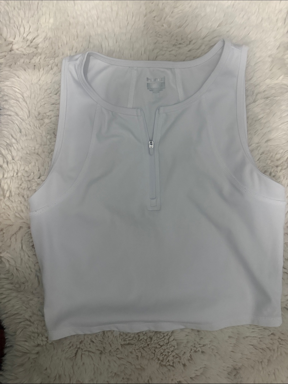 Hind White Sleeveless Zip-Front Tank Top